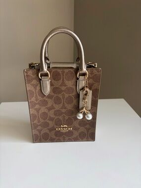 Coach Signature Mini Tote with Cherry Charm New